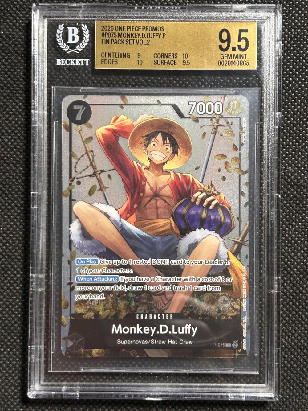 2026 One Piece Promo Tin Pack Set Vol.2 Monkey D Luffy 9.5 GEM MINT